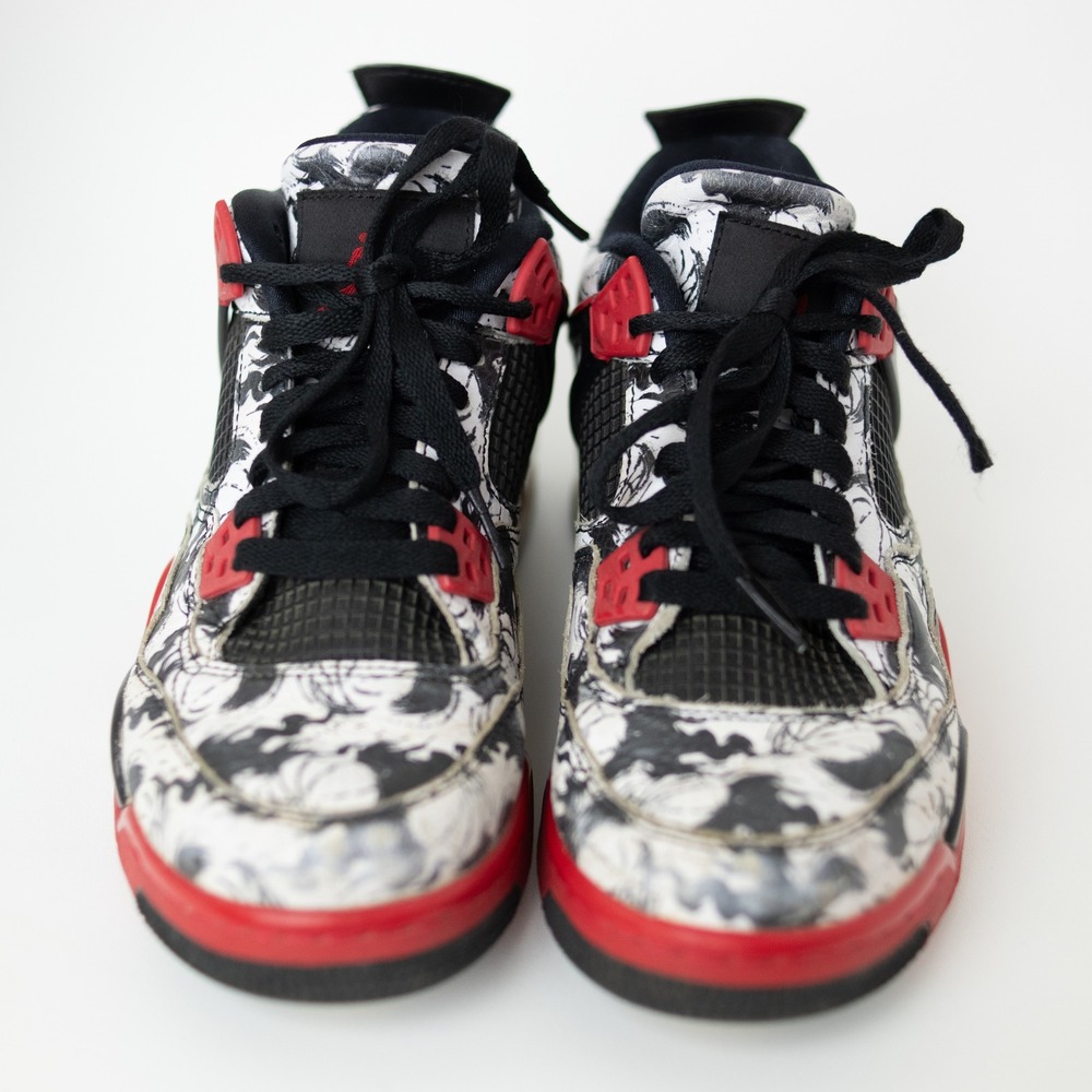 Air Jordan 4 Retro Tattoo GS Size 6.5Y BV7451-006 Black White Red 2018